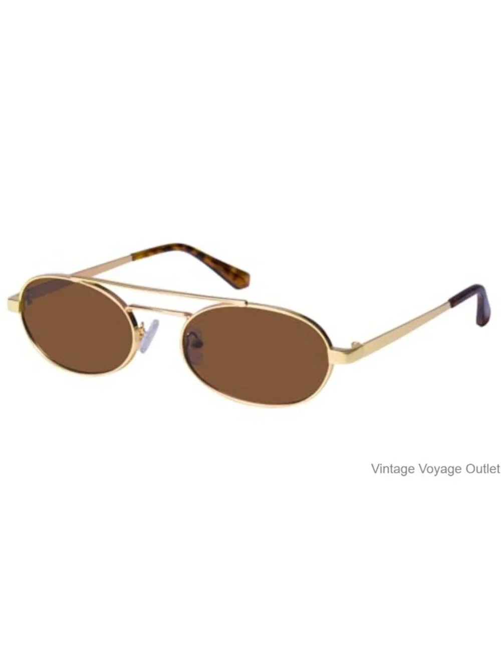 Retro Oval Sunglasses for Women 90s Style Double Bridge Metal Frame UV400